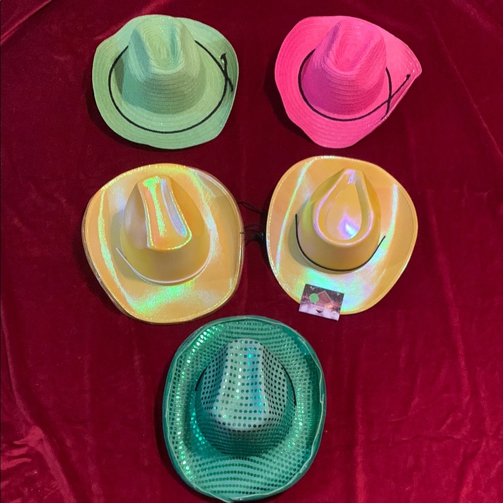 Five Colorful Cowboy Party Hats